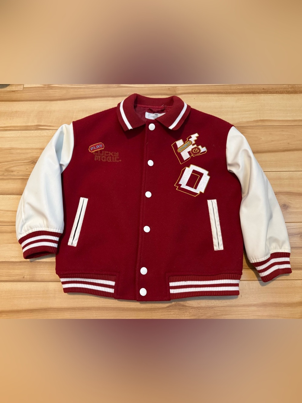 Kids Red Varsity Jacket with White Accents Football jacket